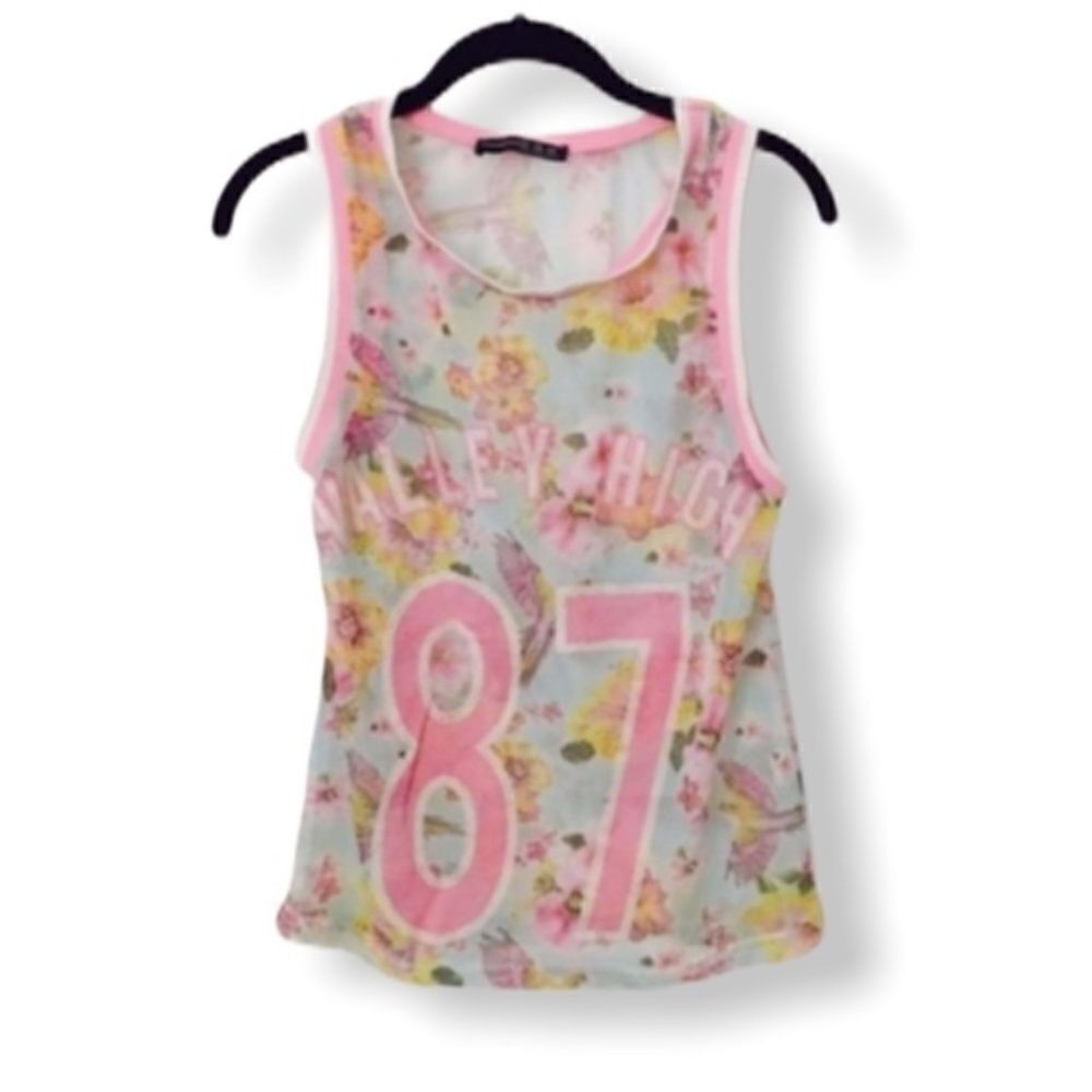 Atmosphere Floral Mesh Racerback Tank Top Women’s Size 2 Small Sporty Graphic 87